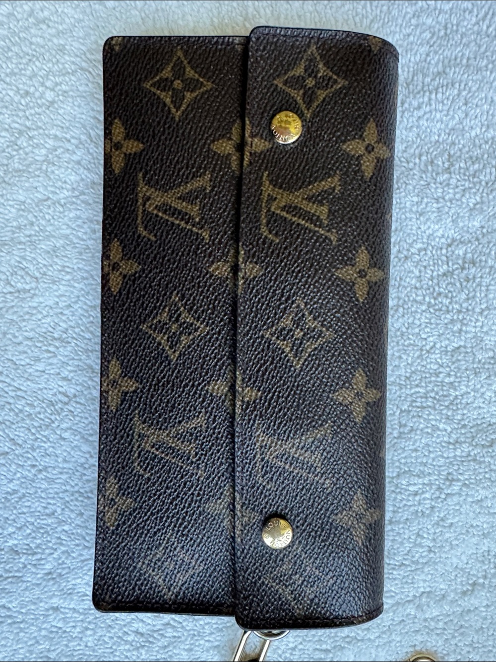 Louis Vuitton Monogram Canvas Trifold Wallet on a chain.